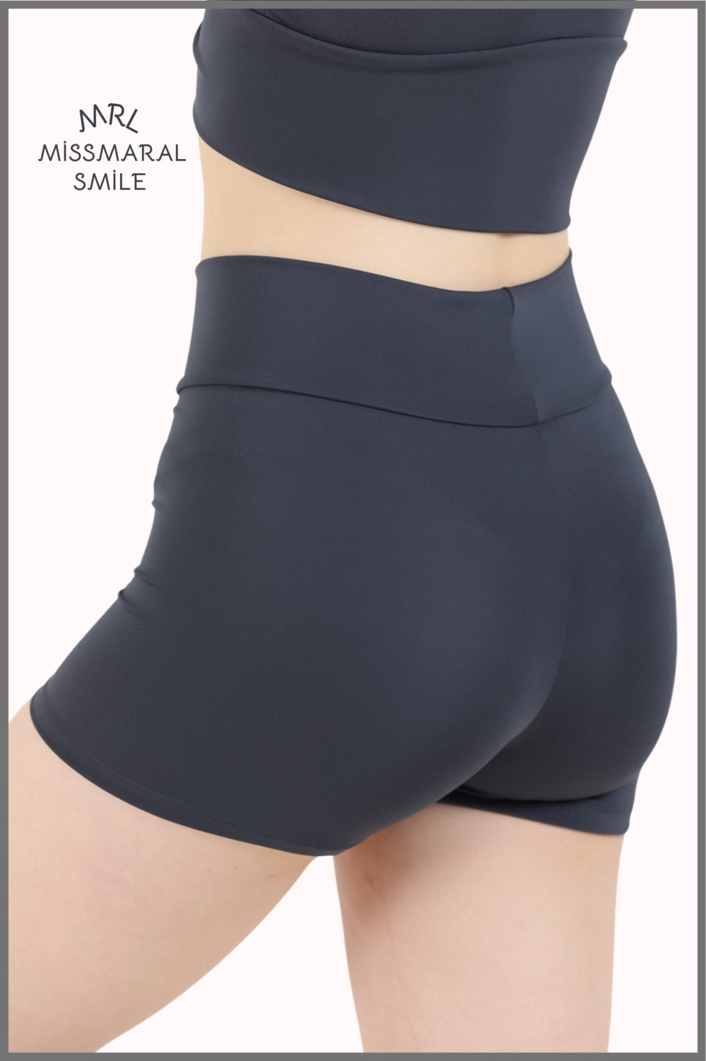 Miss Maral Kadın Antrasit Mini Şort Boxer Yüksek Bel Fit Görünüm 11080