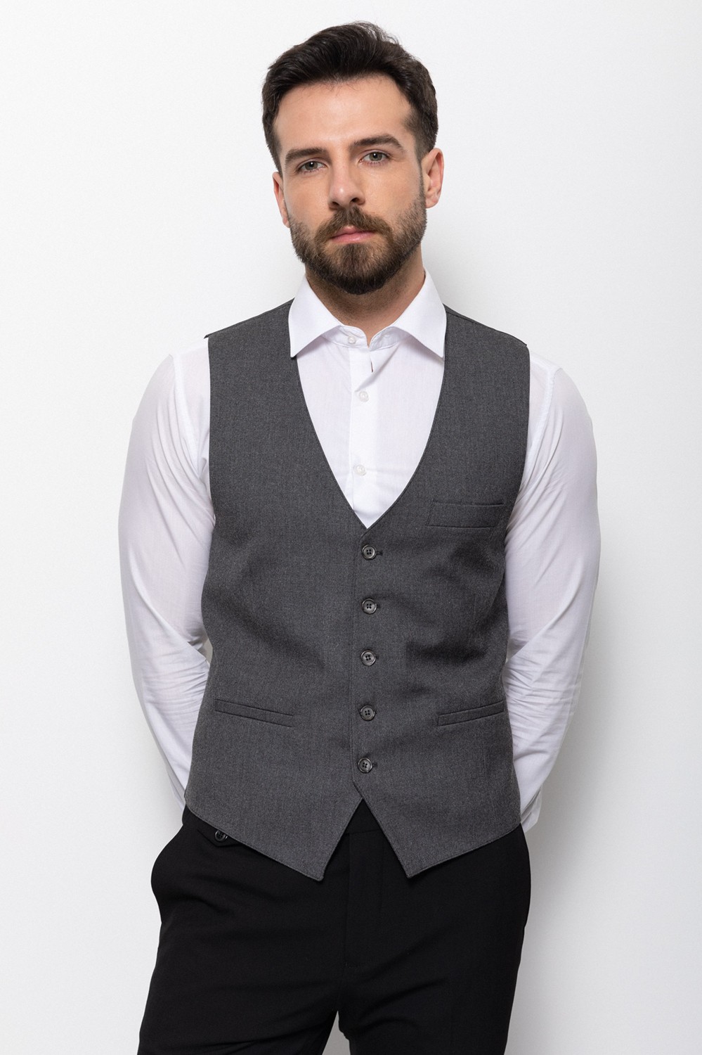 MCR Slim Fit Klasik Erkek Yelek Düz Lacivert Renk Hakim Yaka ile Şık Görünüm görsel 6