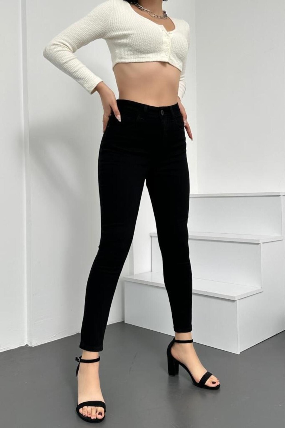 Hlt Jeans Kadın Siyah Süper Skinny Fit Esnek Likralı Denim Jean Kot Pantolon Hltjenniesiyah