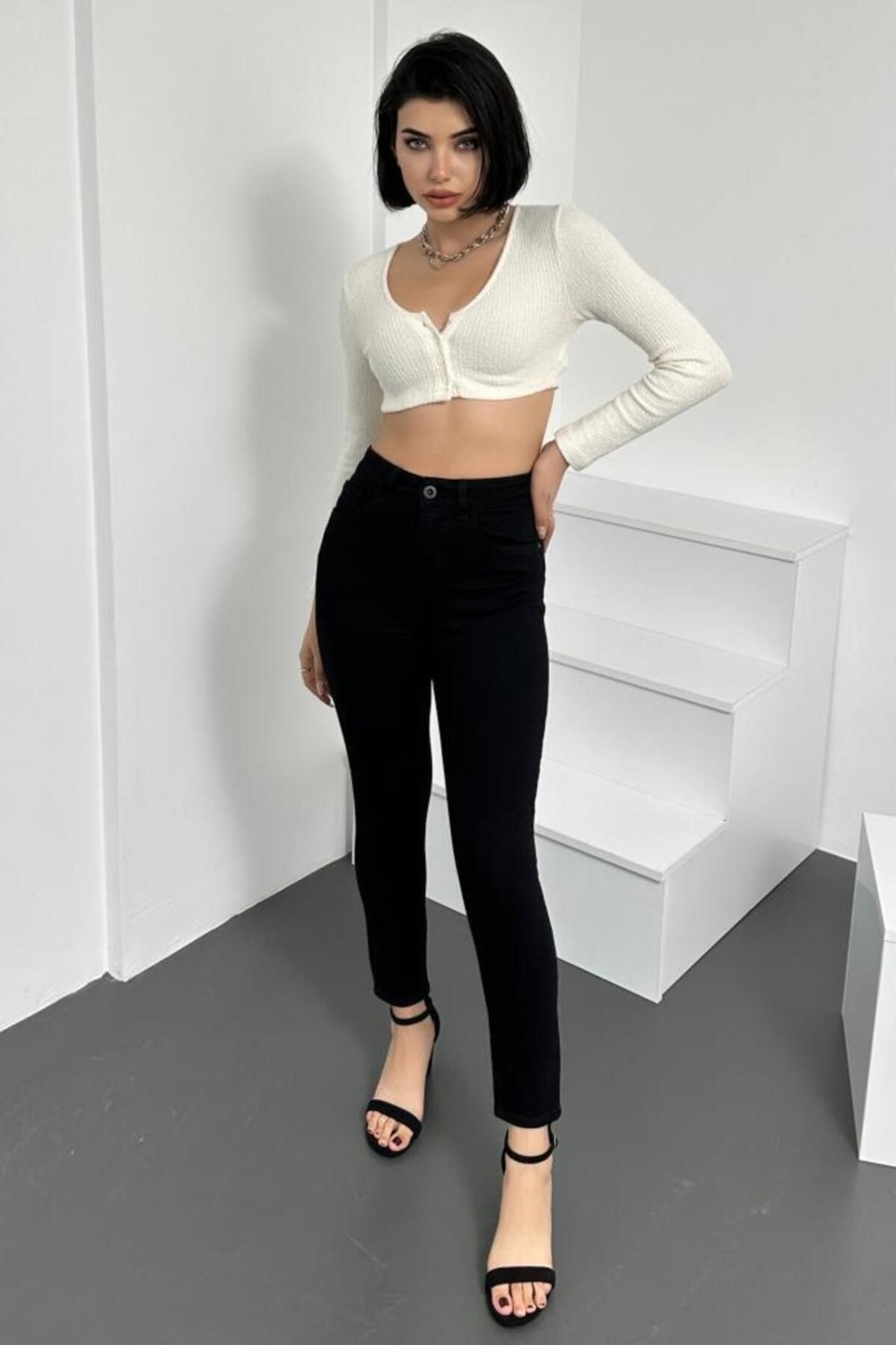Hlt Jeans Kadın Siyah Süper Skinny Fit Esnek Likralı Denim Jean Kot Pantolon Hltjenniesiyah görsel 2