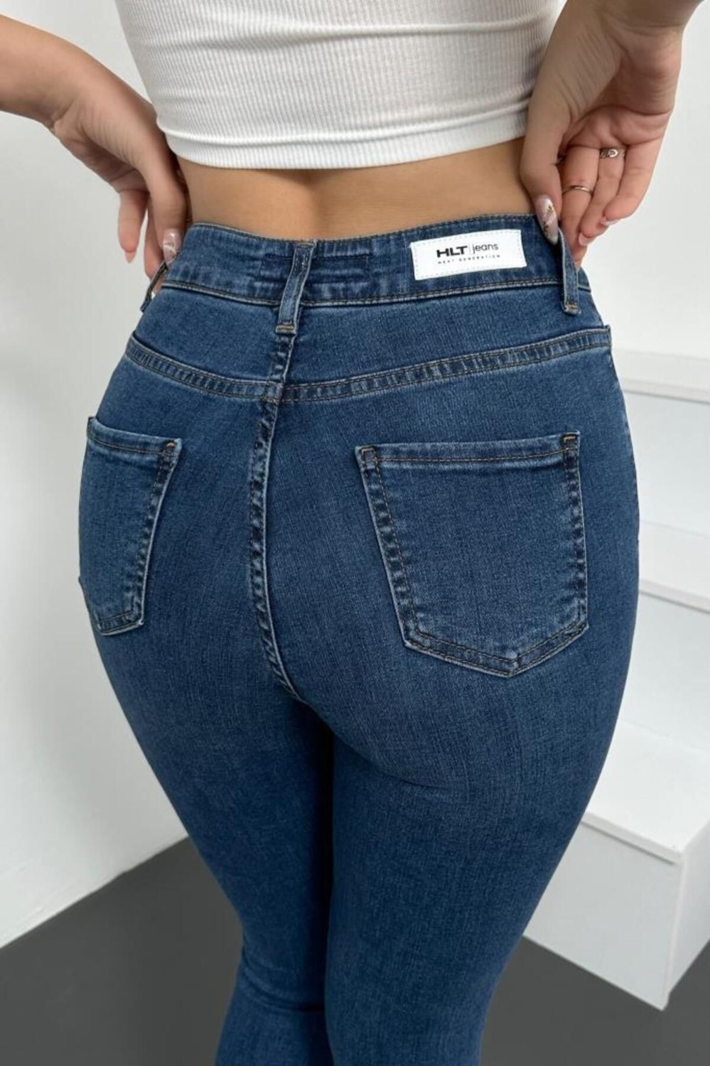 Hlt Jeans Gri Kadın Skinny Fit Jean Yüksek Bel Likralı Esnek Kot Pantolon JENNİE-GRİ görsel 6
