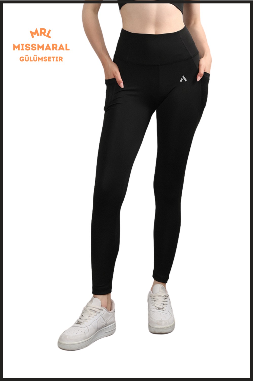 Miss Maral Kadın Siyah Yüksek Bel Toparlayıcı Çift Cepli Spor Tayt Bilek Boy Slim Fit Görünüm 1057