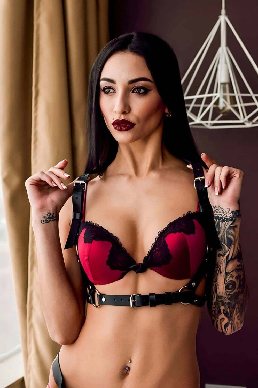 Beruflic Sırtı Zincir Detaylı Şık Deri Harness - BRF215 görsel 2