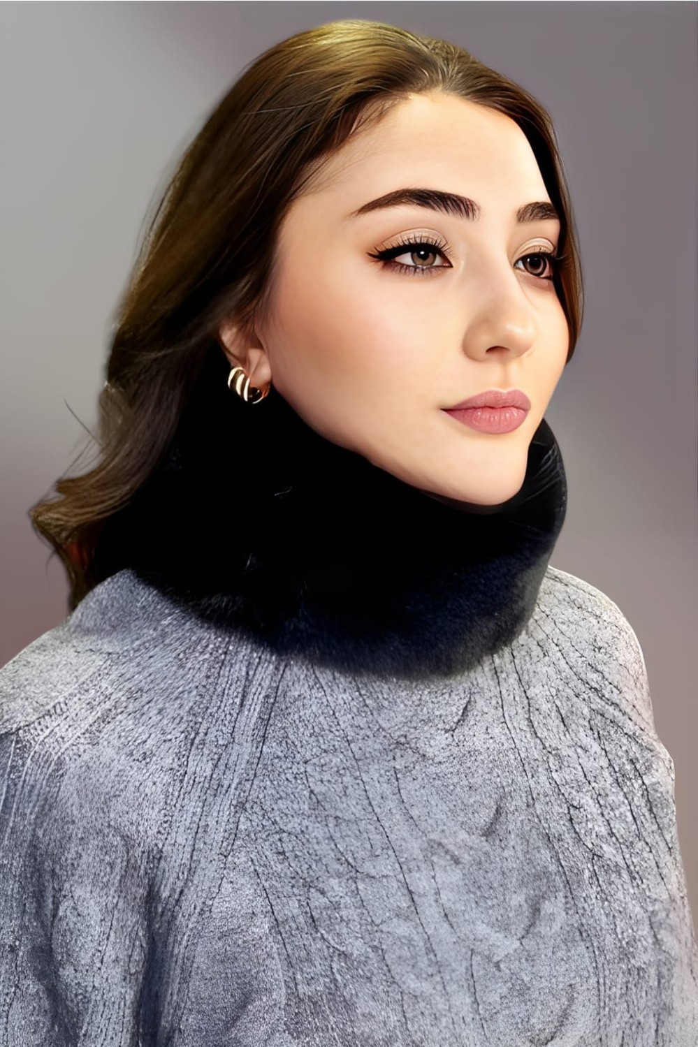 Tezzgelsin Kadın Vegan Kürk Boyunluk Bandana görsel 2