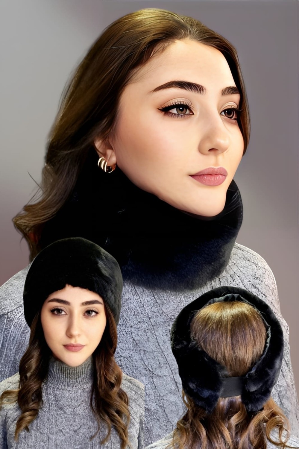 Tezzgelsin Kadın Vegan Kürk Boyunluk Bandana görsel 5