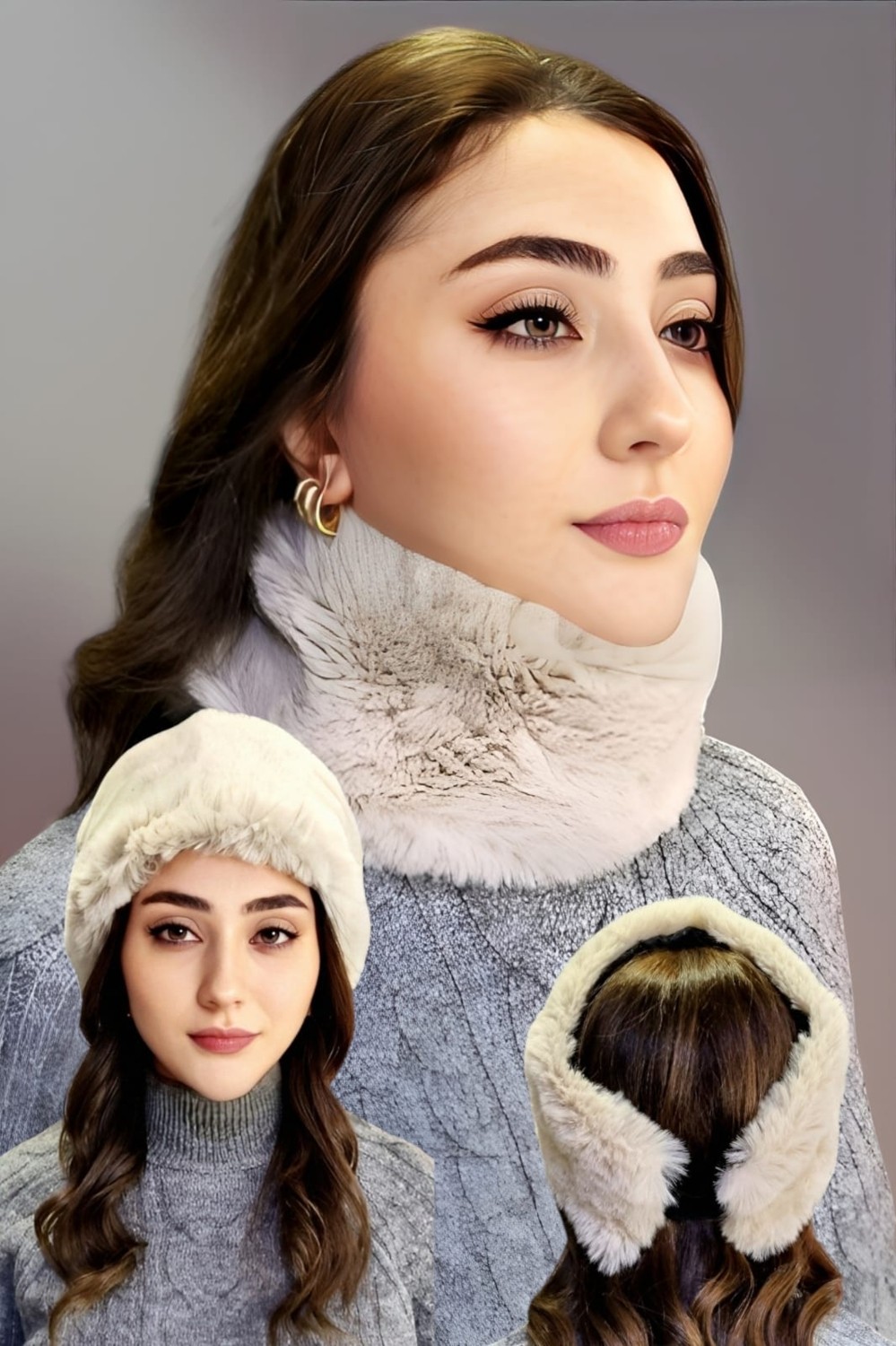 Tezzgelsin Kadın Vegan Kürk Boyunluk Bandana görsel 6
