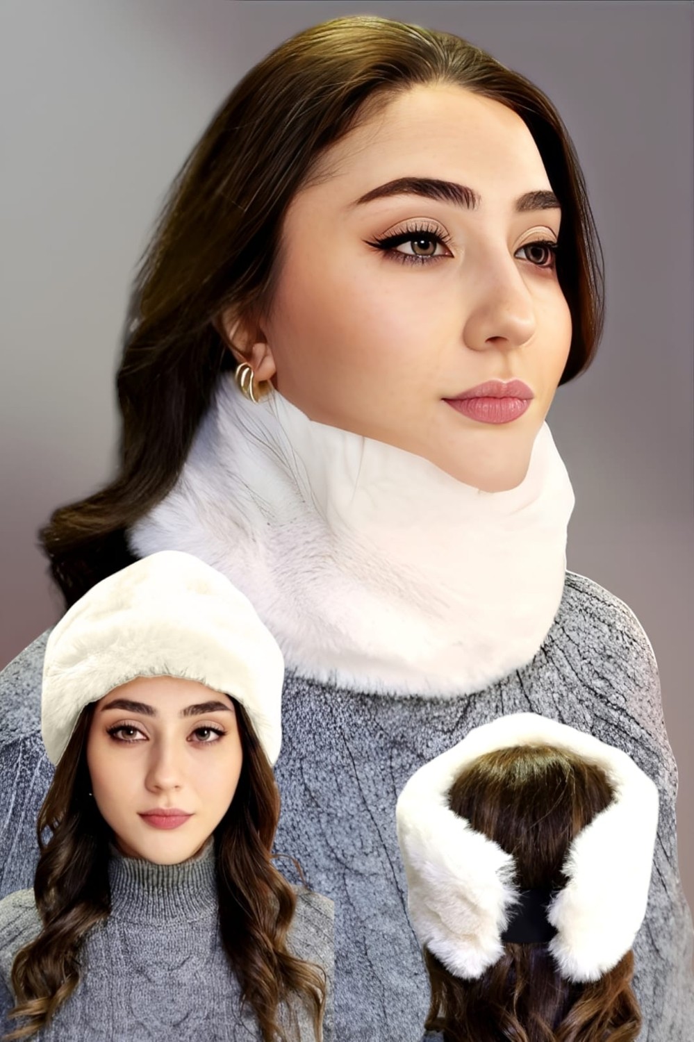 Uniquetrenders Kadın Vegan Kürk Boyunluk Bandana görsel 6
