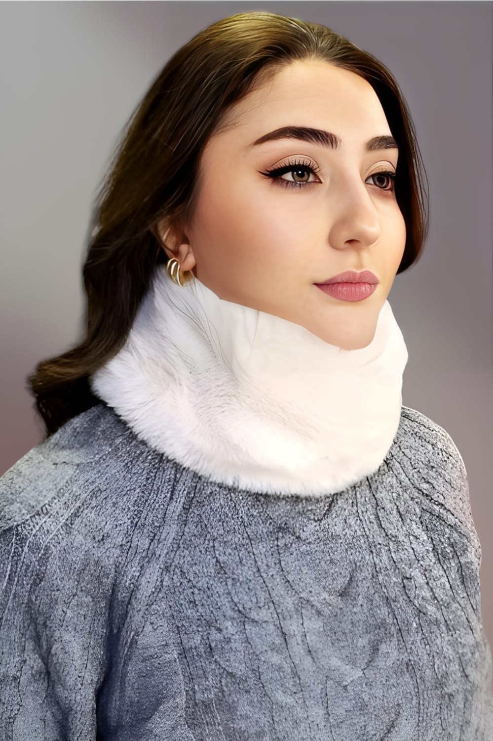 Uniquetrenders Kadın Vegan Kürk Boyunluk Bandana görsel 7