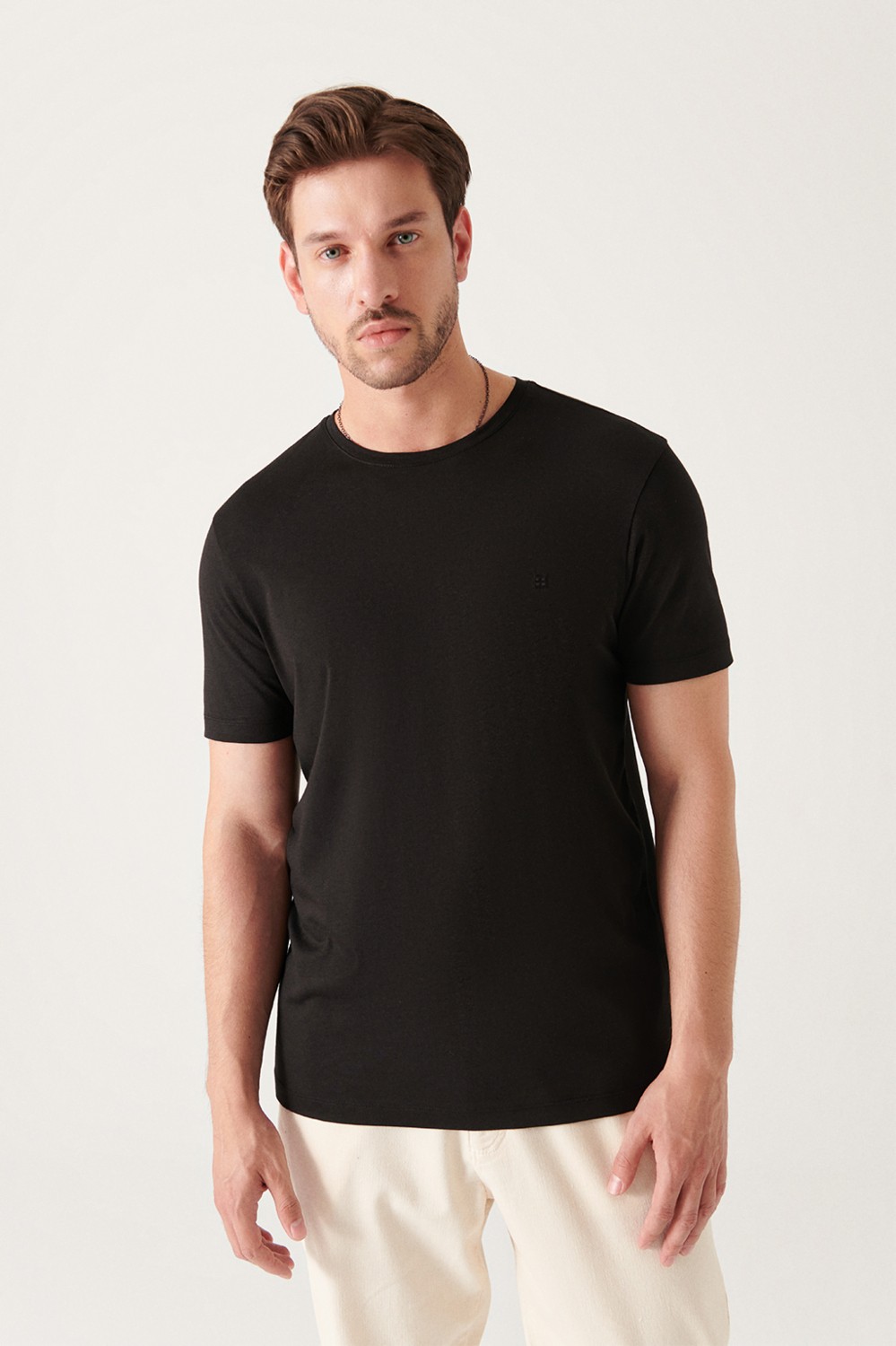 AVVA Erkek Lacivert Bisiklet Yaka Soft Touch Basic Regular Fit T-Shirt B001171