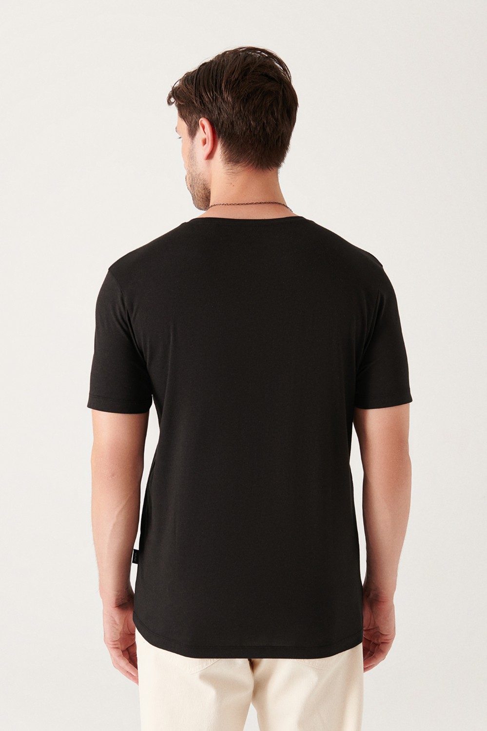 AVVA Erkek Lacivert Bisiklet Yaka Soft Touch Basic Regular Fit T-Shirt B001171 görsel 4
