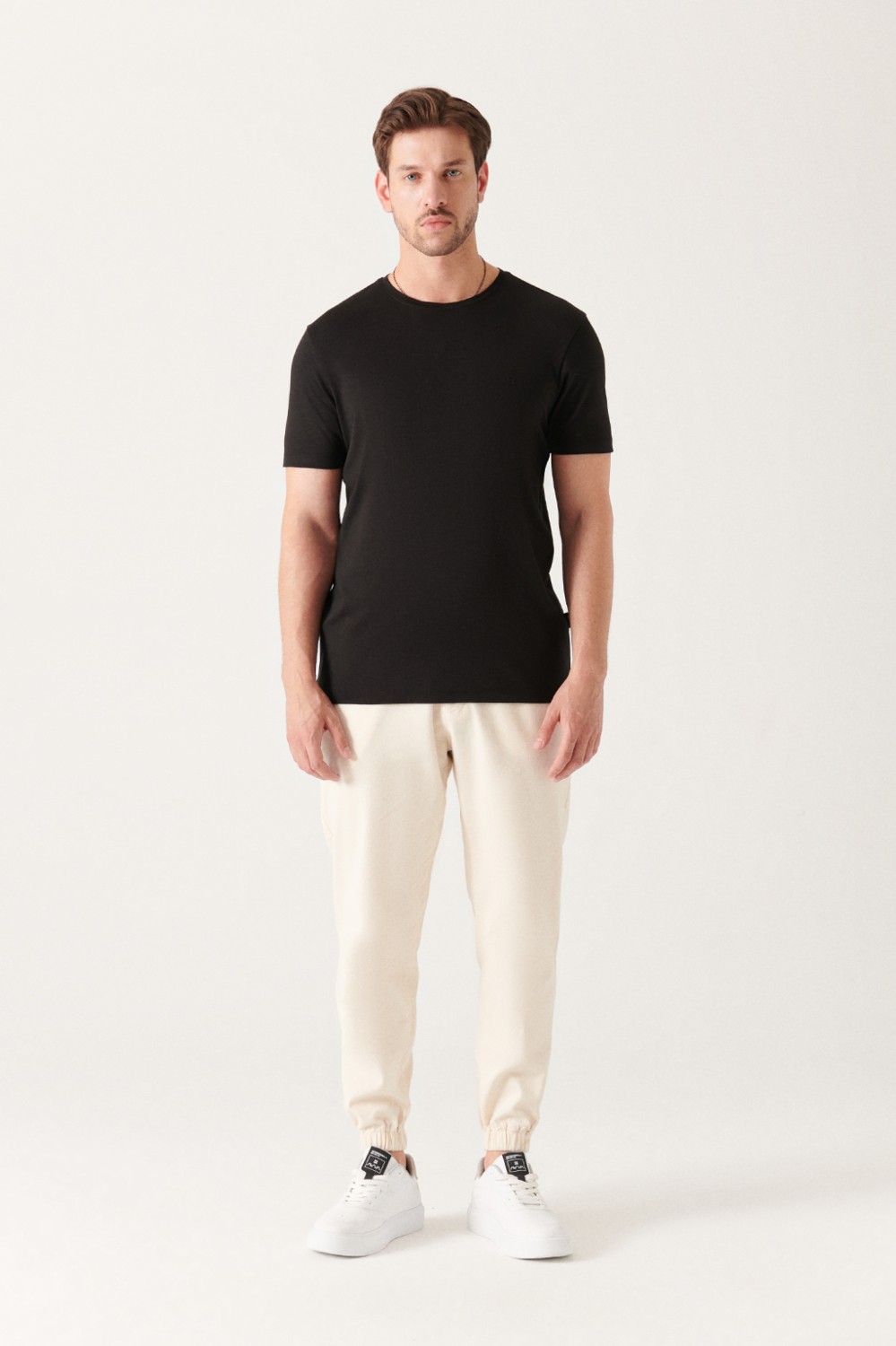 AVVA Erkek Lacivert Bisiklet Yaka Soft Touch Basic Regular Fit T-Shirt B001171 görsel 5