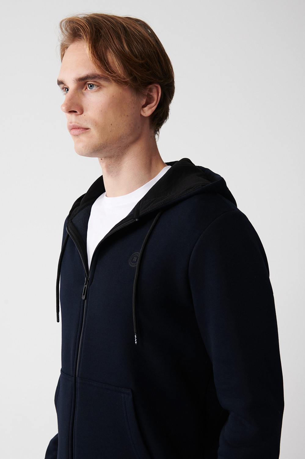 AVVA Erkek Gri Kapüşonlu 3 İplik Şardonlu Fermuarlı Regular Fit Sweatshirt E001019 görsel 8