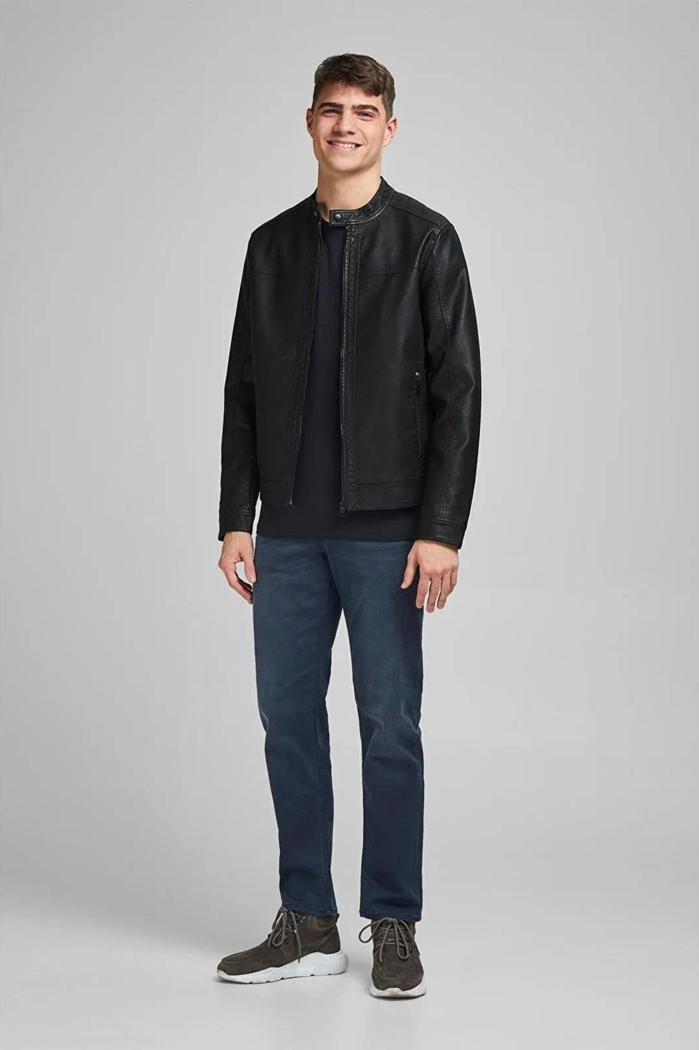 Jack & Jones Jjwarner Erkek Pu Deri Mont Siyah 12182461 V6 görsel 5