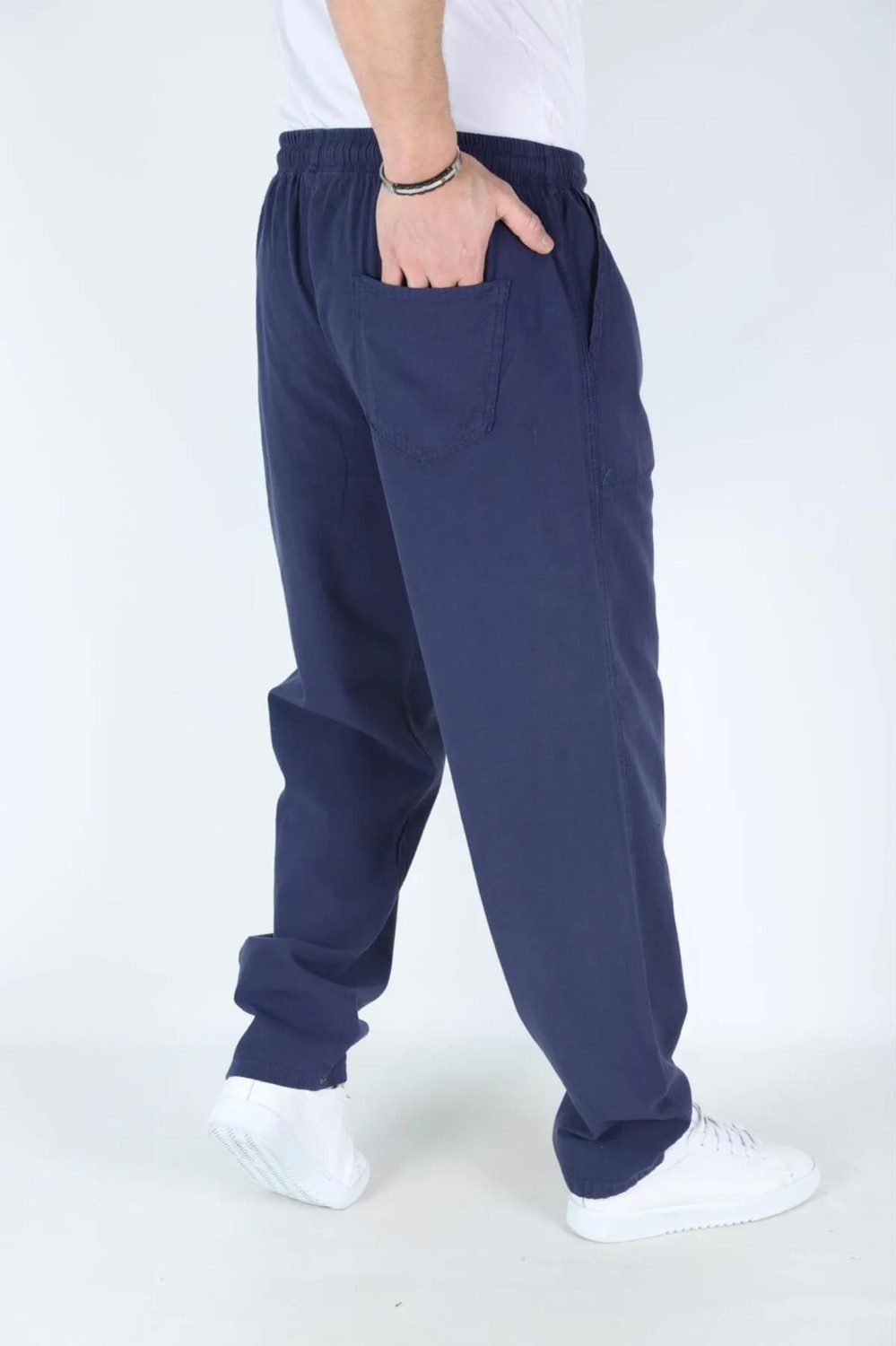 Myrab Denim Lacivert Erkek Yazlık Keten Pantolon - Geniş Beden Seçeneği