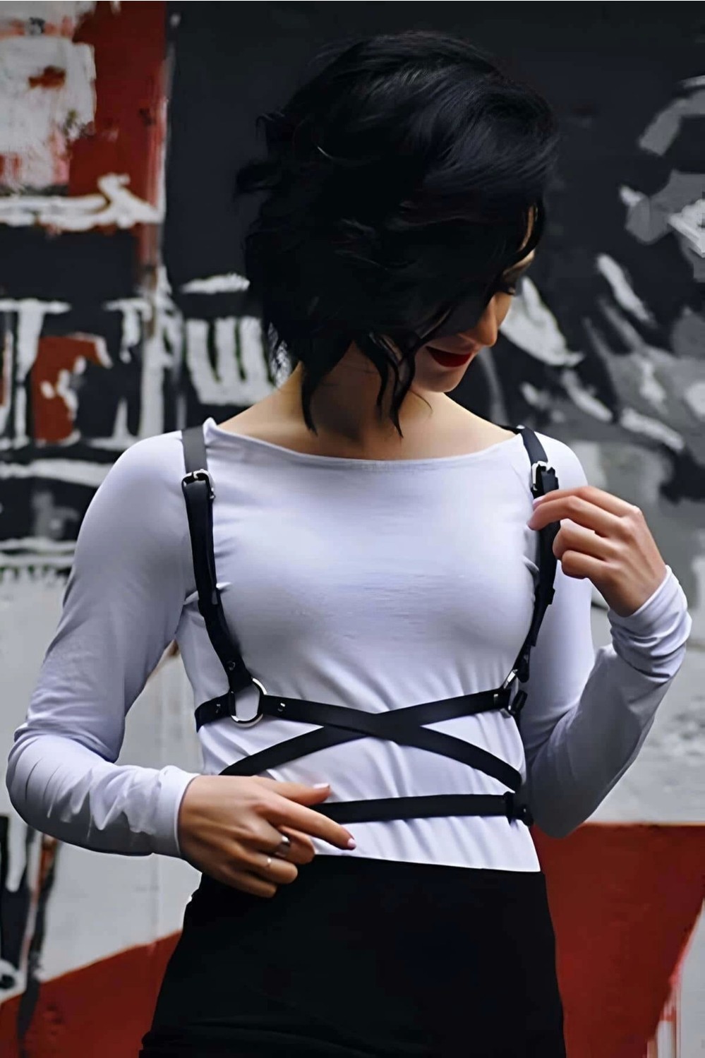 GiyimCity Uzun ve Bele Dolamalı Şık Harness görsel 7