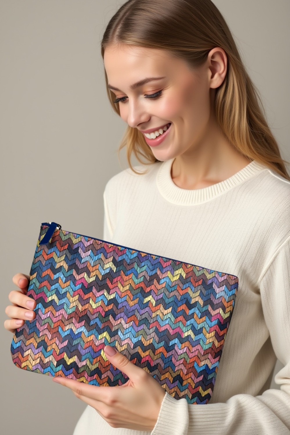 Lizy's Pastel Yelpaze Desenli Clutch Portföy Çanta görsel 4