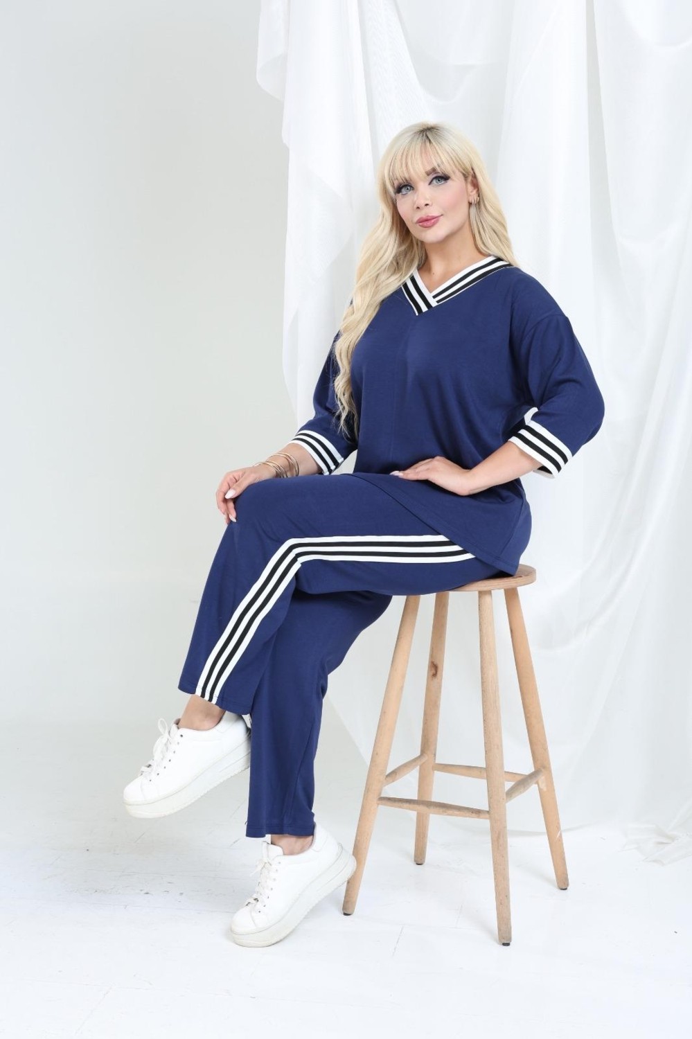 Şuranur Battal Takım Oysho Modal Kumaş Şeritli Yumuşak Dokulu görsel 5