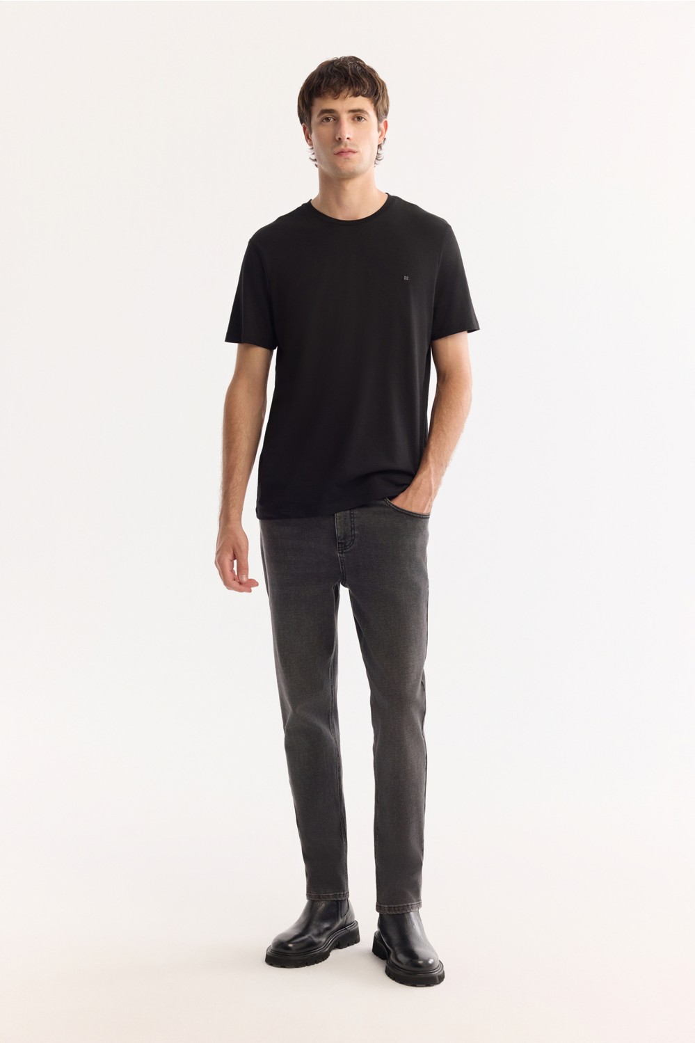 AVVA Erkek Lacivert Bisiklet Yaka Soft Touch Basic Regular Fit T-Shirt B001171 görsel 6