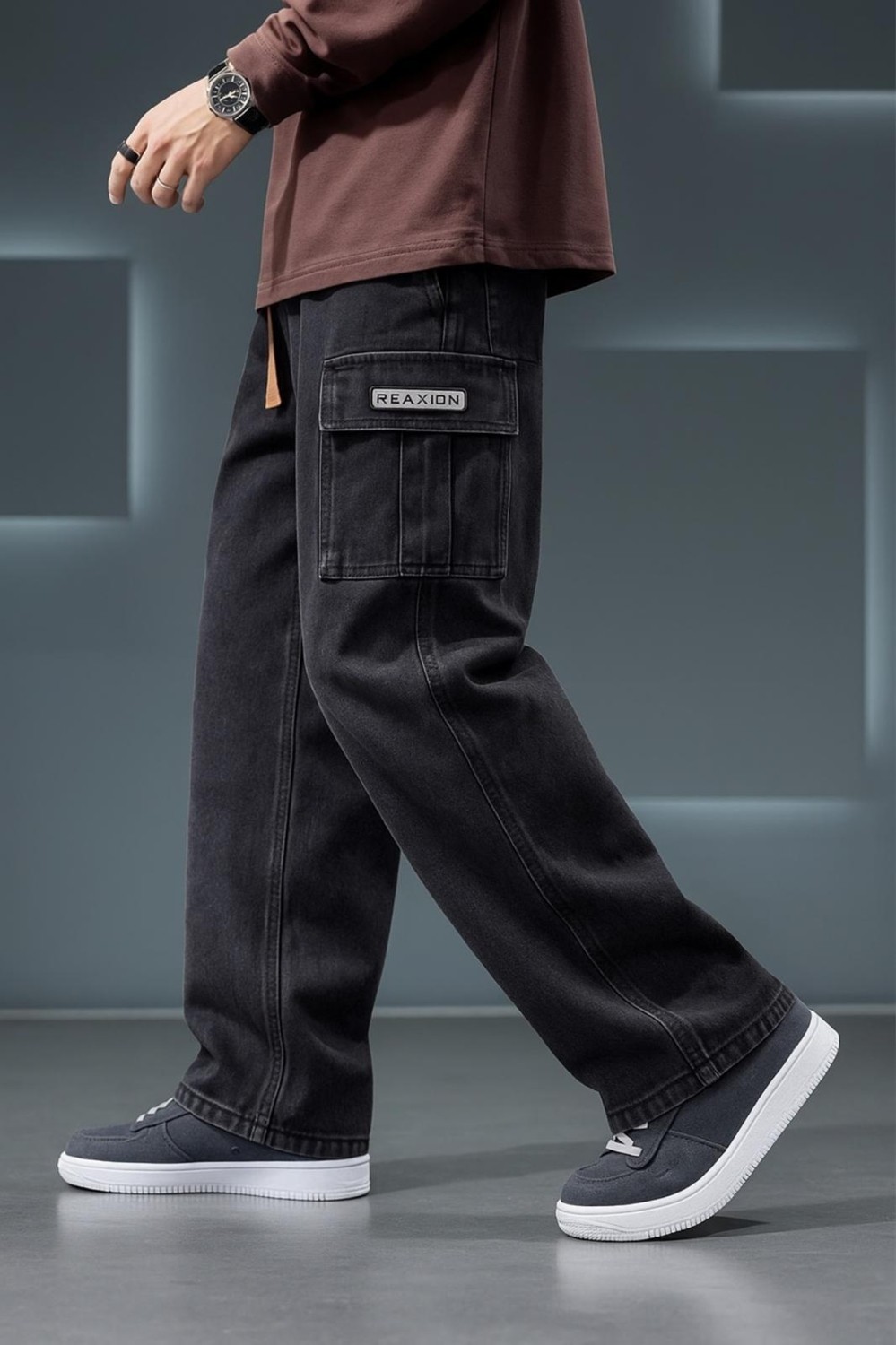 Oksit Reax Luiz Beli Lastikli ve Ipli Komando Baggy Fit Kot Kargo Pantolon