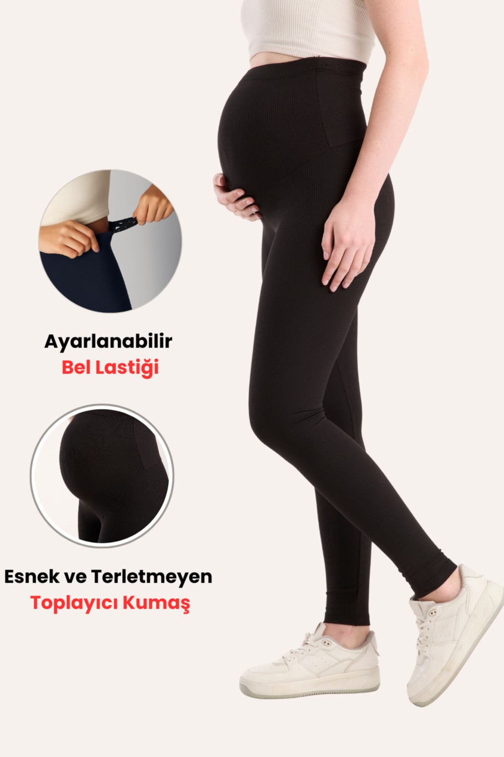 Banega Fitilli Kumaş Ayarlanabilir Yüksek Bel Esnek Toparlayıcı ve Sıkılaştırıcı Hamile Tayt