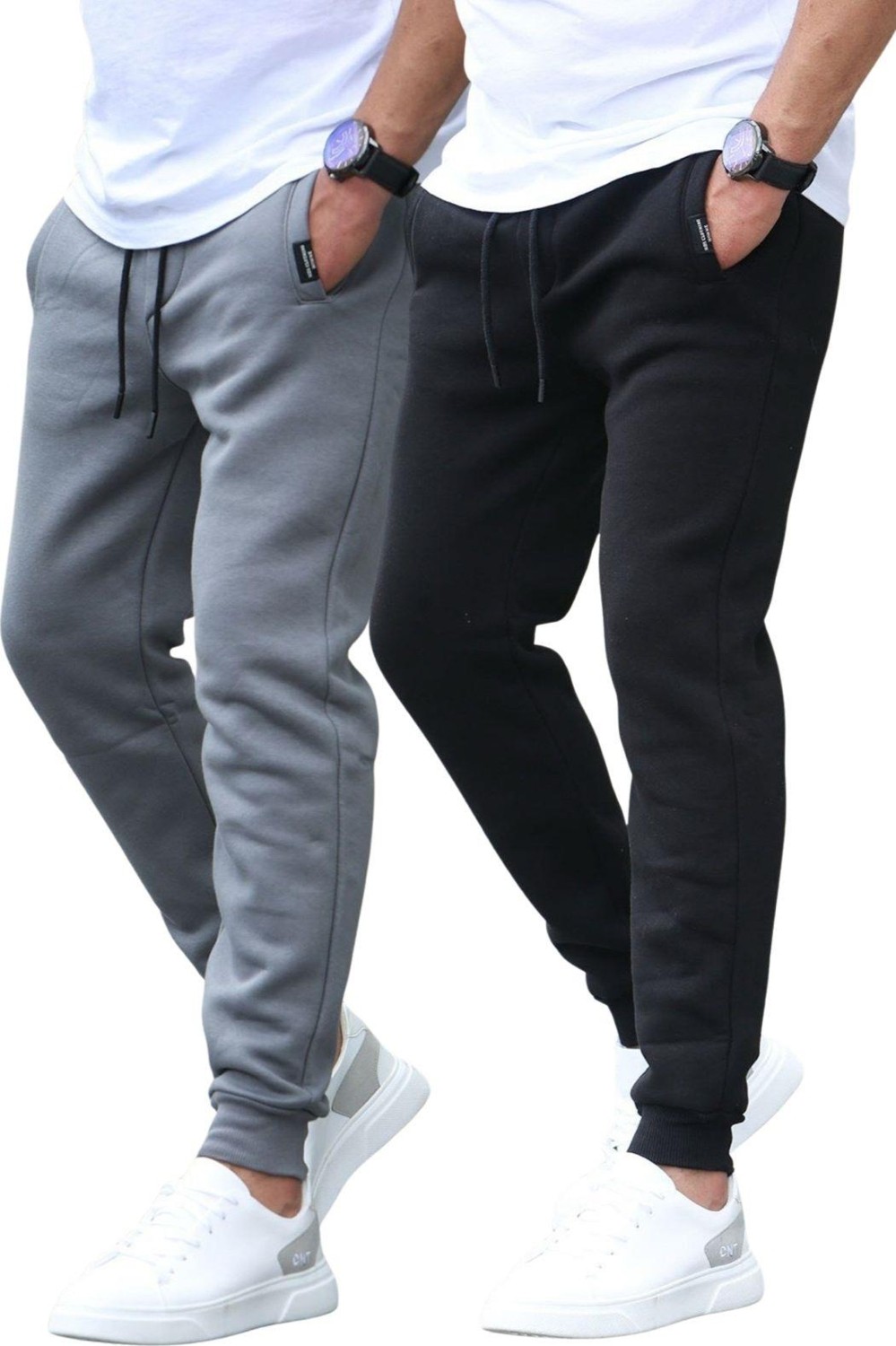Madmext Antrasit/siyah Basic 2'li Paket Erkek Eşofman E7444 görsel 2