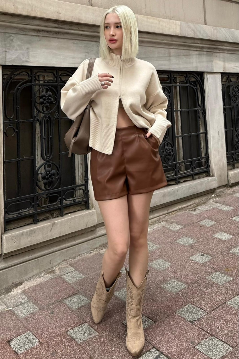 Madmext Siyah Çift Fermuarlı Dik Yaka Kadın Triko Hırka MG2505 görsel 8