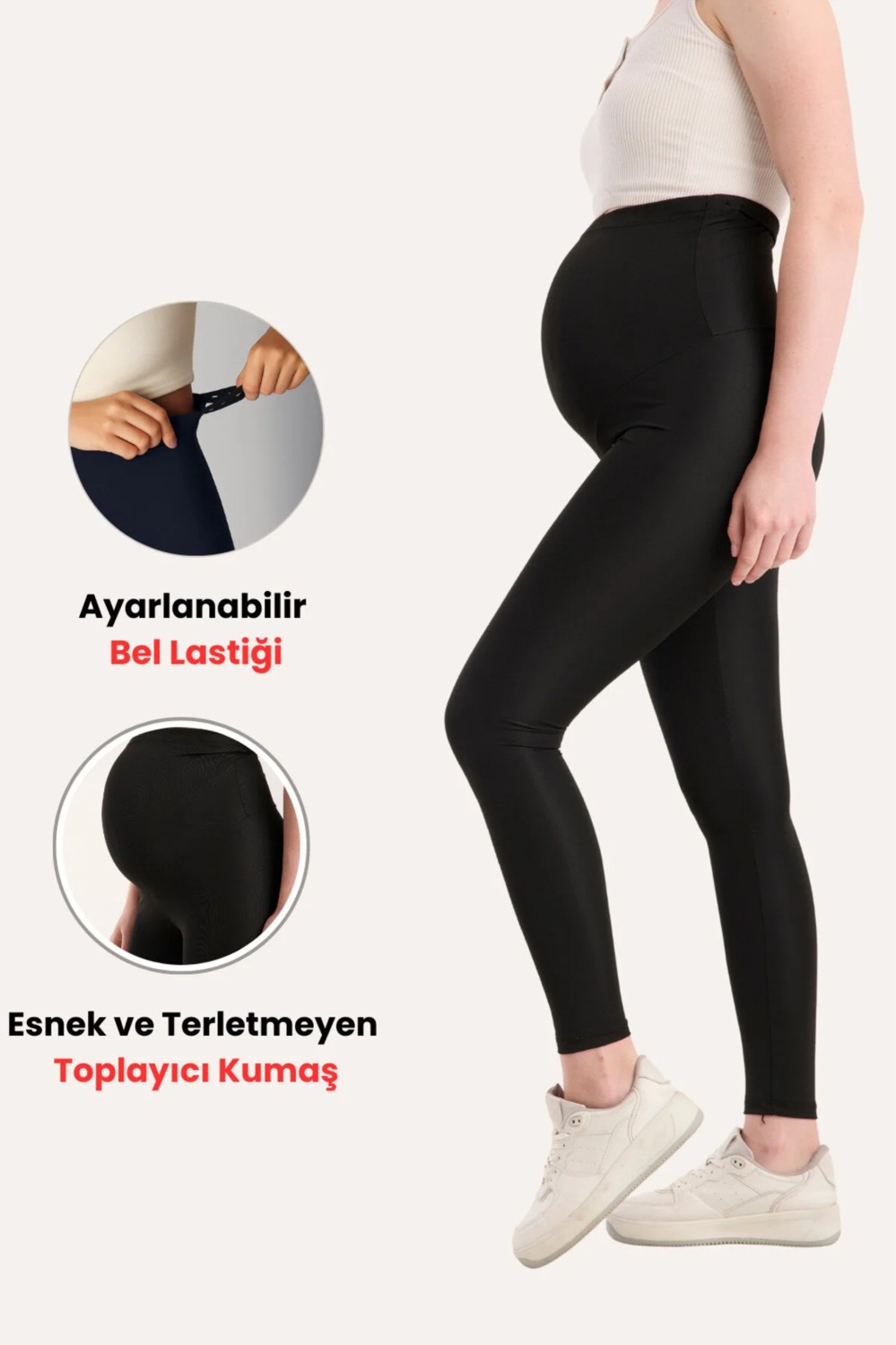 Banega Ayarlanabilir Yüksek Bel Siyah Toparlayıcı Hamile Taytı