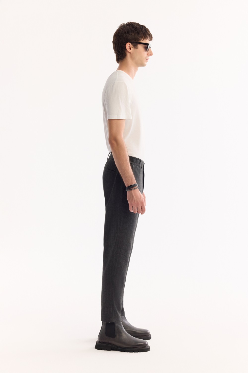 AVVA Erkek Antrasit Viskon Karışımlı Kolay Ütülenen Çizgili Slim Fit Pantolon A52Y3006 görsel 2