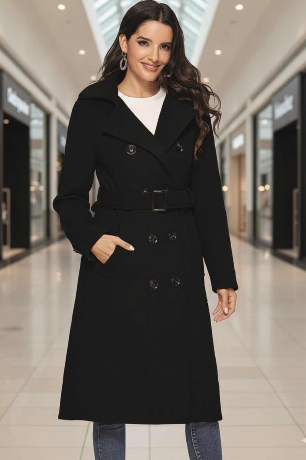 Barbora Aksesuarlı Kaşe Kaban Kemer Detaylı görsel 2