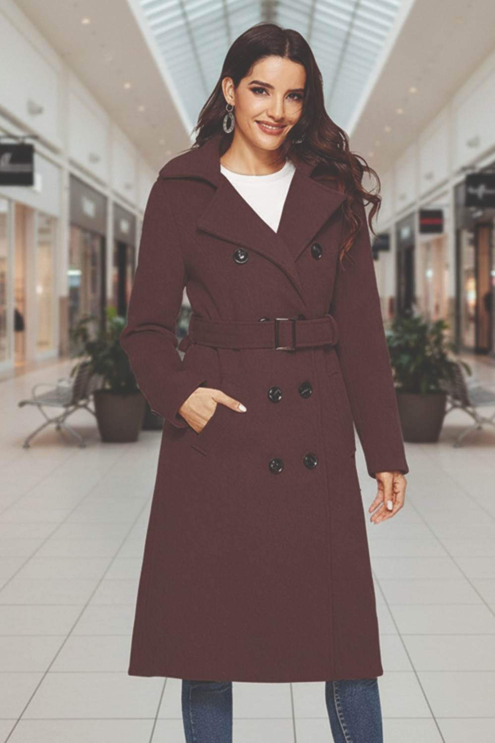 Barbora Kemer Detaylı Aksesuarlı Kaşe Kaban