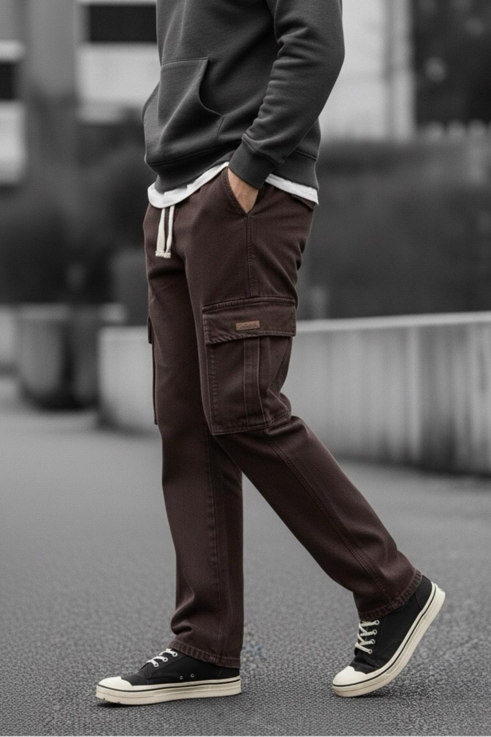 Oksit Reax Luiz Beli Lastikli ve Ipli Komando Baggy Fit Kot Kargo Pantolon görsel 5