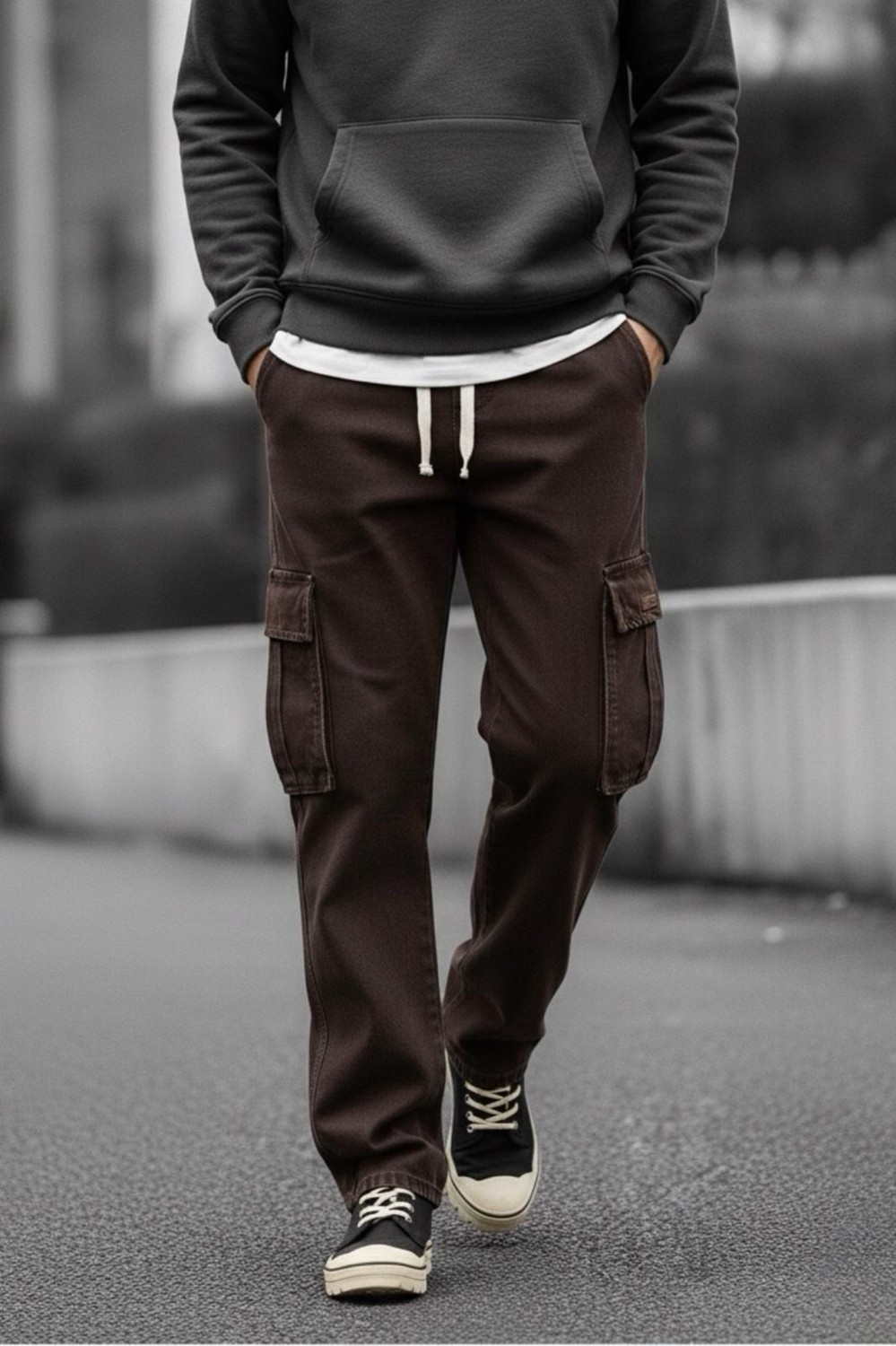 Oksit Reax Luiz Beli Lastikli ve Ipli Komando Baggy Fit Kot Kargo Pantolon görsel 6