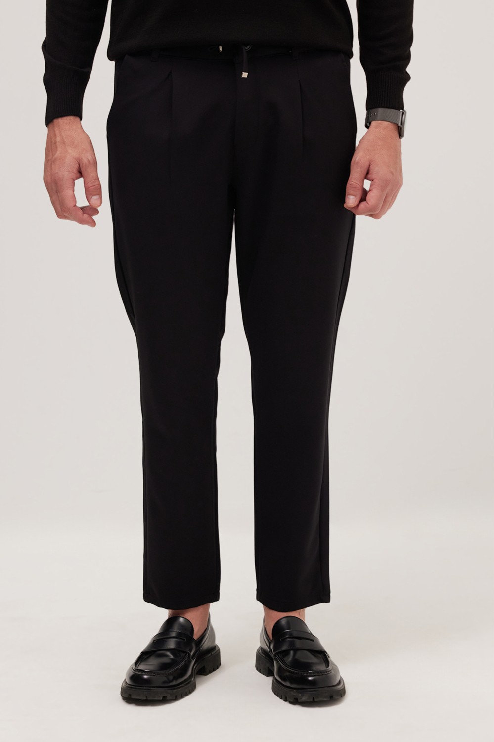 Tudors Erkek Regular Fit Beli Lastikli Bağcıklı Jogger Lacivert Pantolon Rahat Kesim Yan Cepli