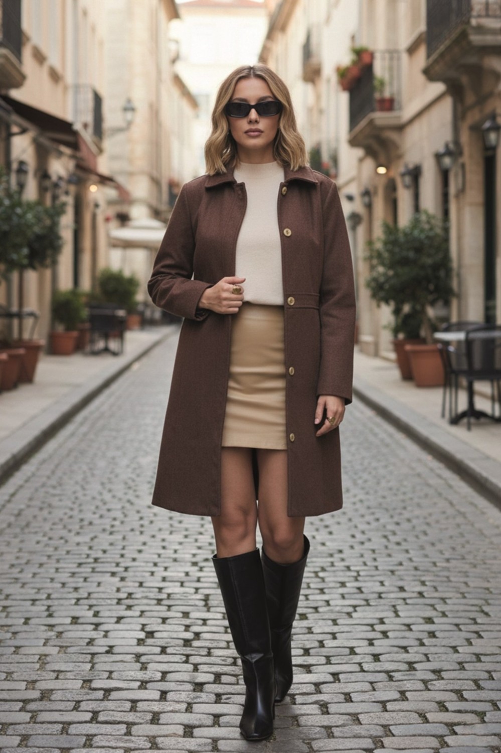 Barbora Dikiş Detaylı Tasarım Kaşe Kaban