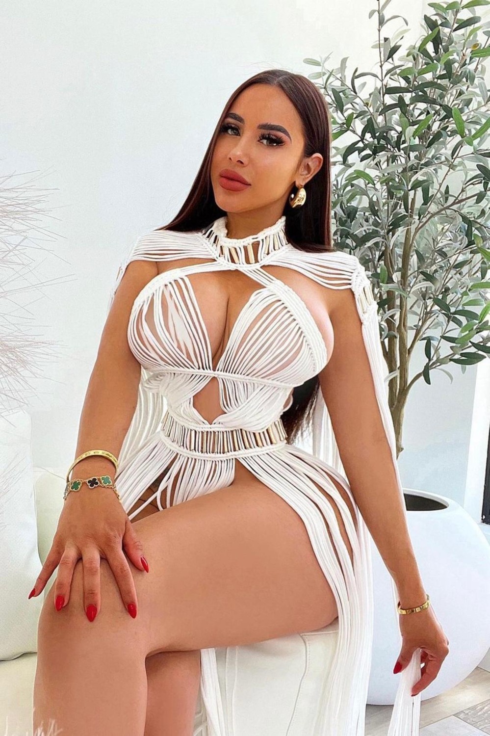 BMD Tassel Hand Beach Elbise - Beyaz