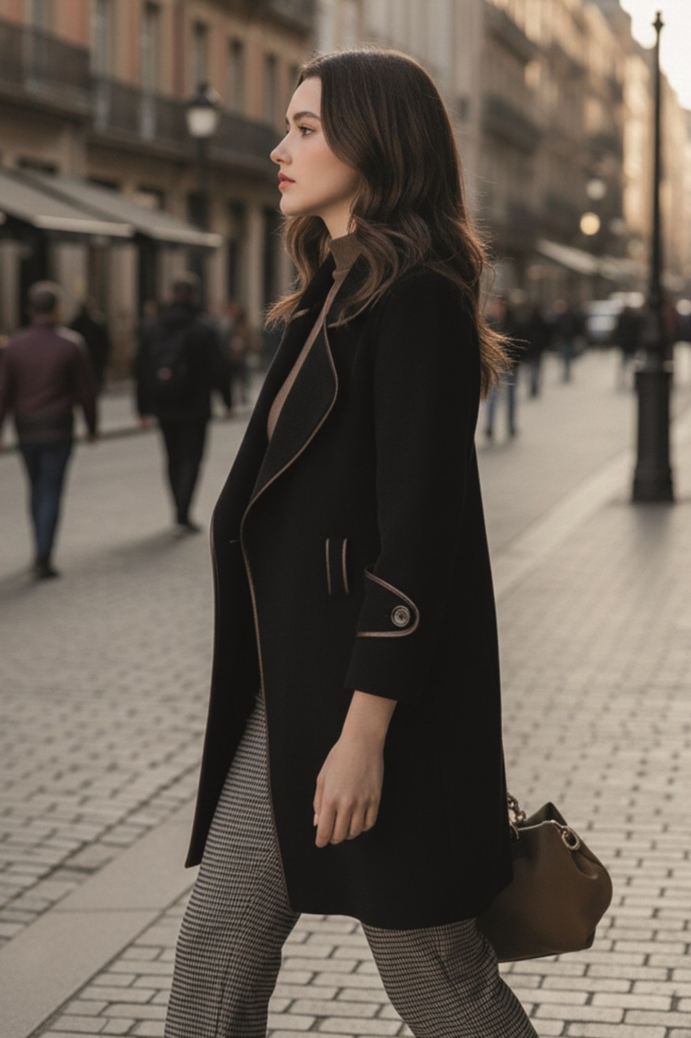 Barbora Kaşe Kadın Şık Yaka Kaban ve Kemer görsel 3