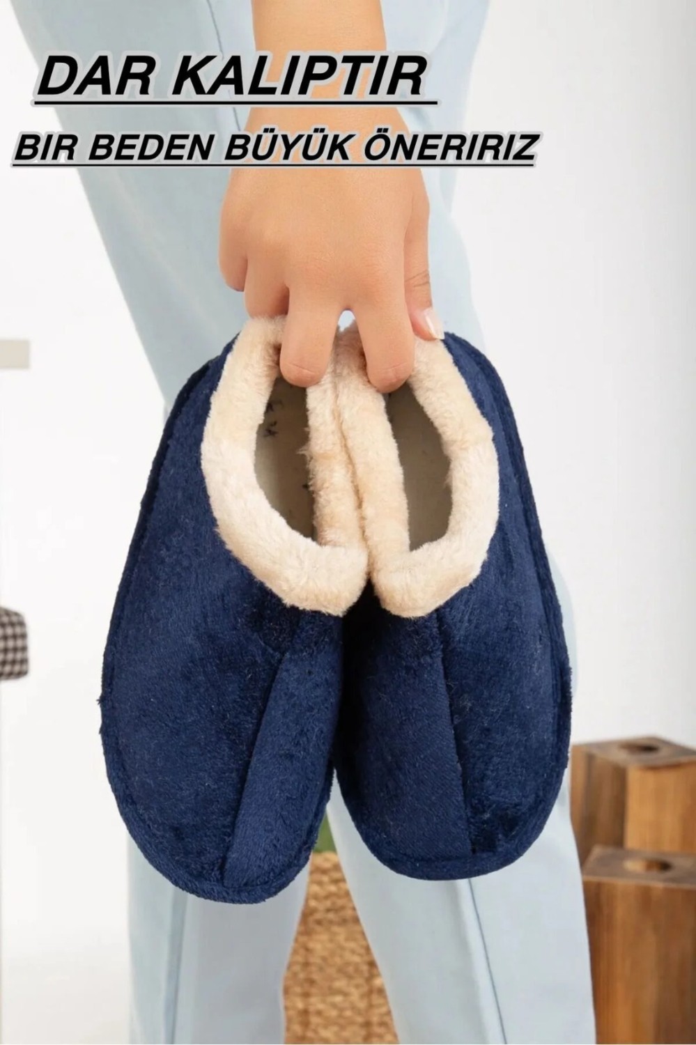 Slipcat Unisex Kışlık Ev Pandufu Peluş İçi Yünlü Konforlu Desenli Panduf