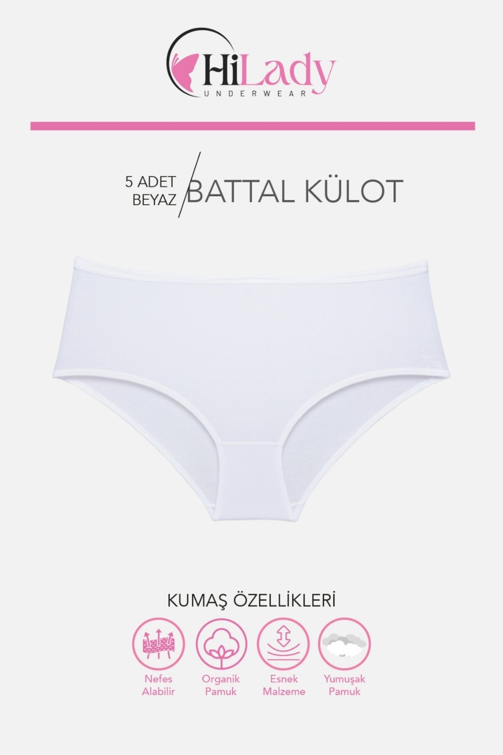 Hilady Kadın Külot, Orta Yüksek Bel Büyük Beden Külot (4xl-5xl-6xl) 5 Adet, Yumuşak Pamuklu Rahat Kumaş görsel 2