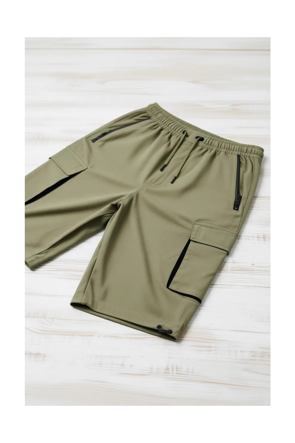 Madmext Haki Kargo Cep Erkek Gabardin Kapri Şort 6332 görsel 8