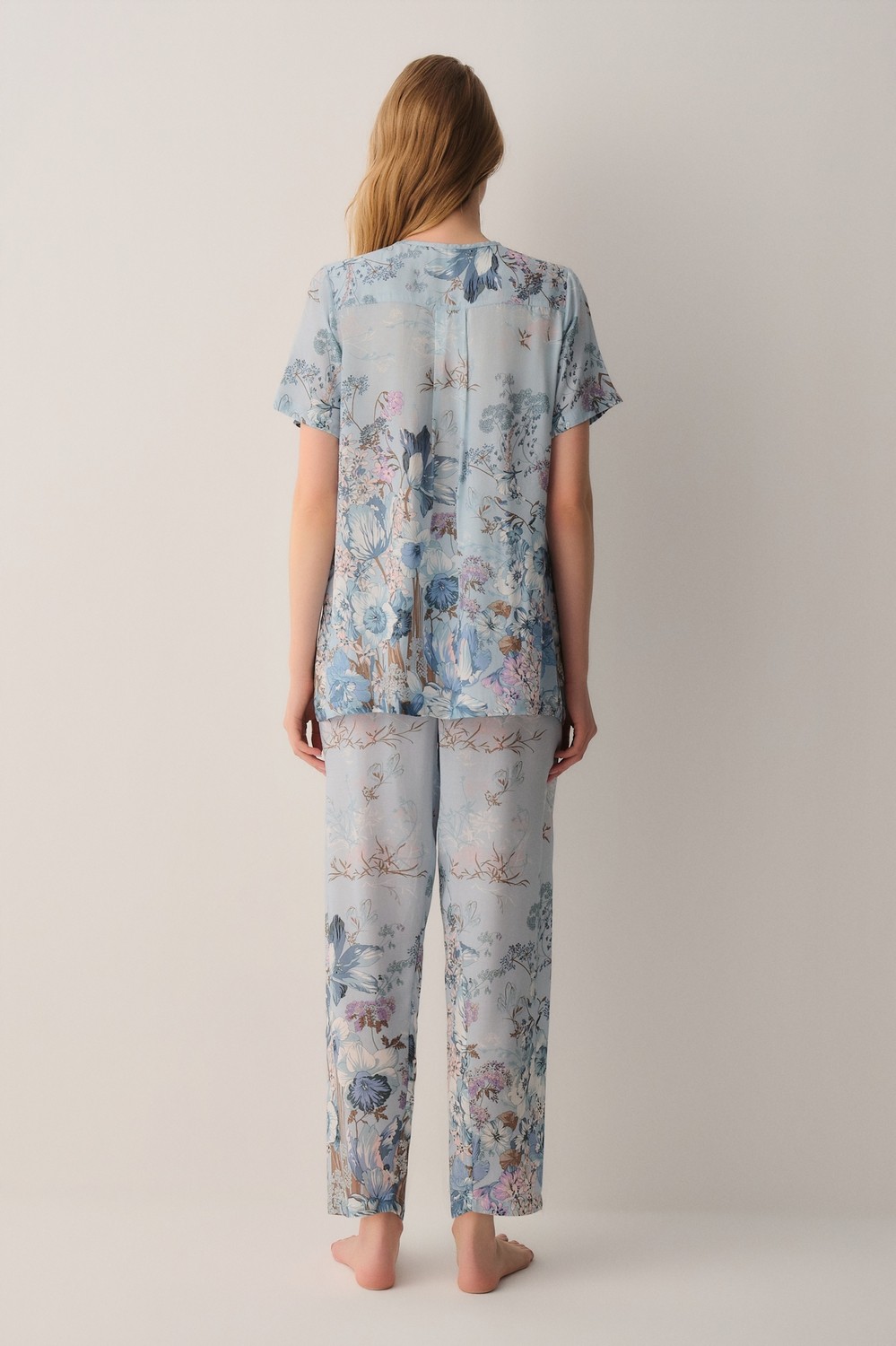 Suwen Blue Gömlek Yaka Pijama Takımı görsel 4