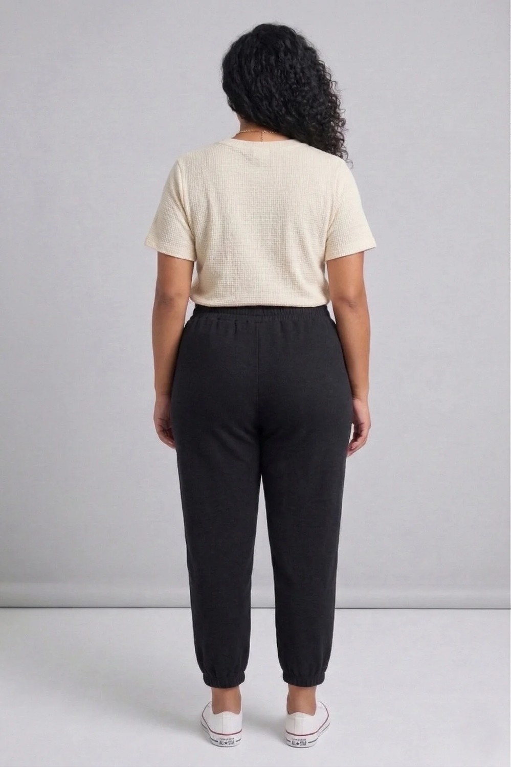 Curvy Trend Büyük Beden Beli ve Paçası Lastikli Viskon Pantolon görsel 3