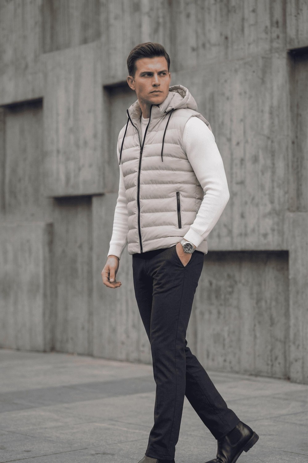 Oksit Yelly Slim Fit Fermuarlı Cep Detaylı Erkek Şişme Yelek - Çıkarılabilir Kapüşonlu & Astarlı görsel 2