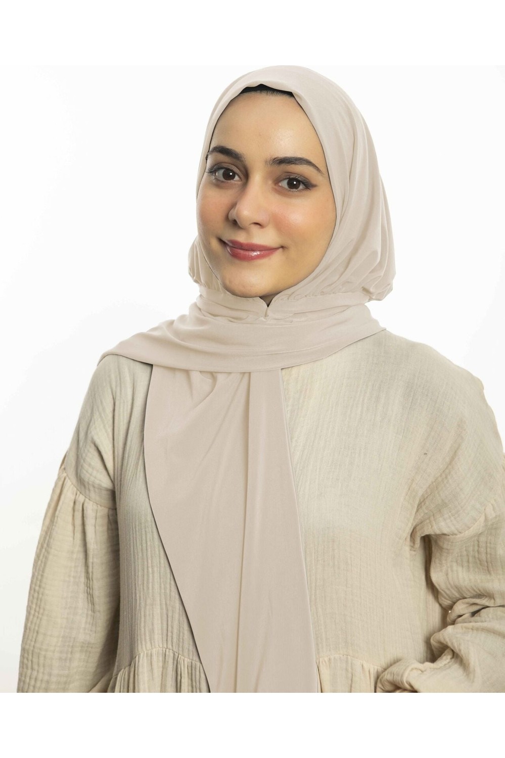 Loggia Hazır Pratik Penye Çıtçıtlı Şal - Geçmeli Geçme Tesettür Kadın Shawl Siyah görsel 8