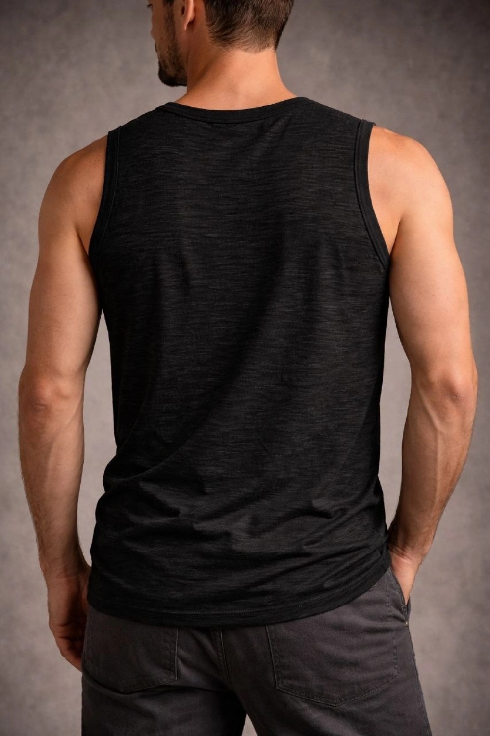 Marsilyan Erkek Flamlı Kumaş Kolsuz Atlet Günlük Fitness Spor T-Shirt - Siyah görsel 2