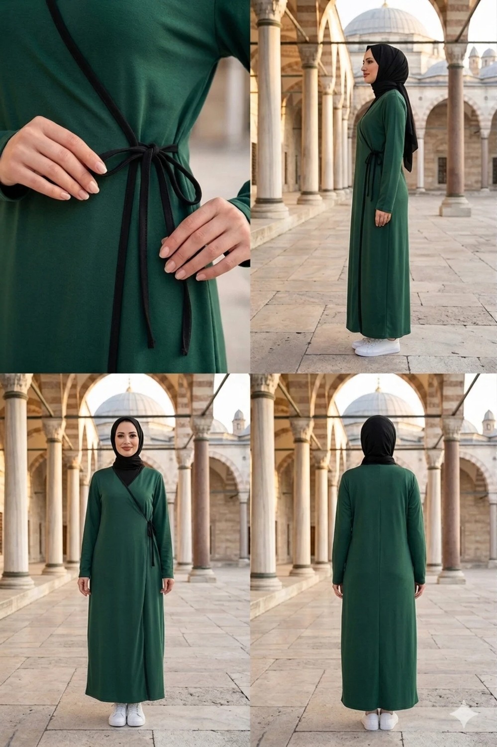 Defka Yandan Bağlamalı Kruveze Rahat Kesim Kadın Namaz Elbisesi/sabahlık
