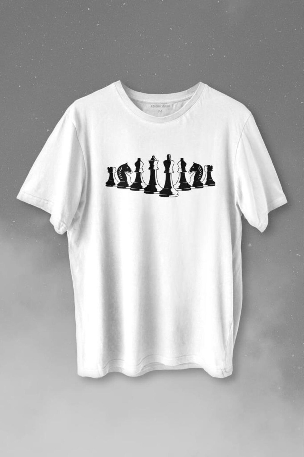 Özbience Şah Vezir Fil Kale Baskılı Unisex Tişört, Şık ve Rahat Tasarım