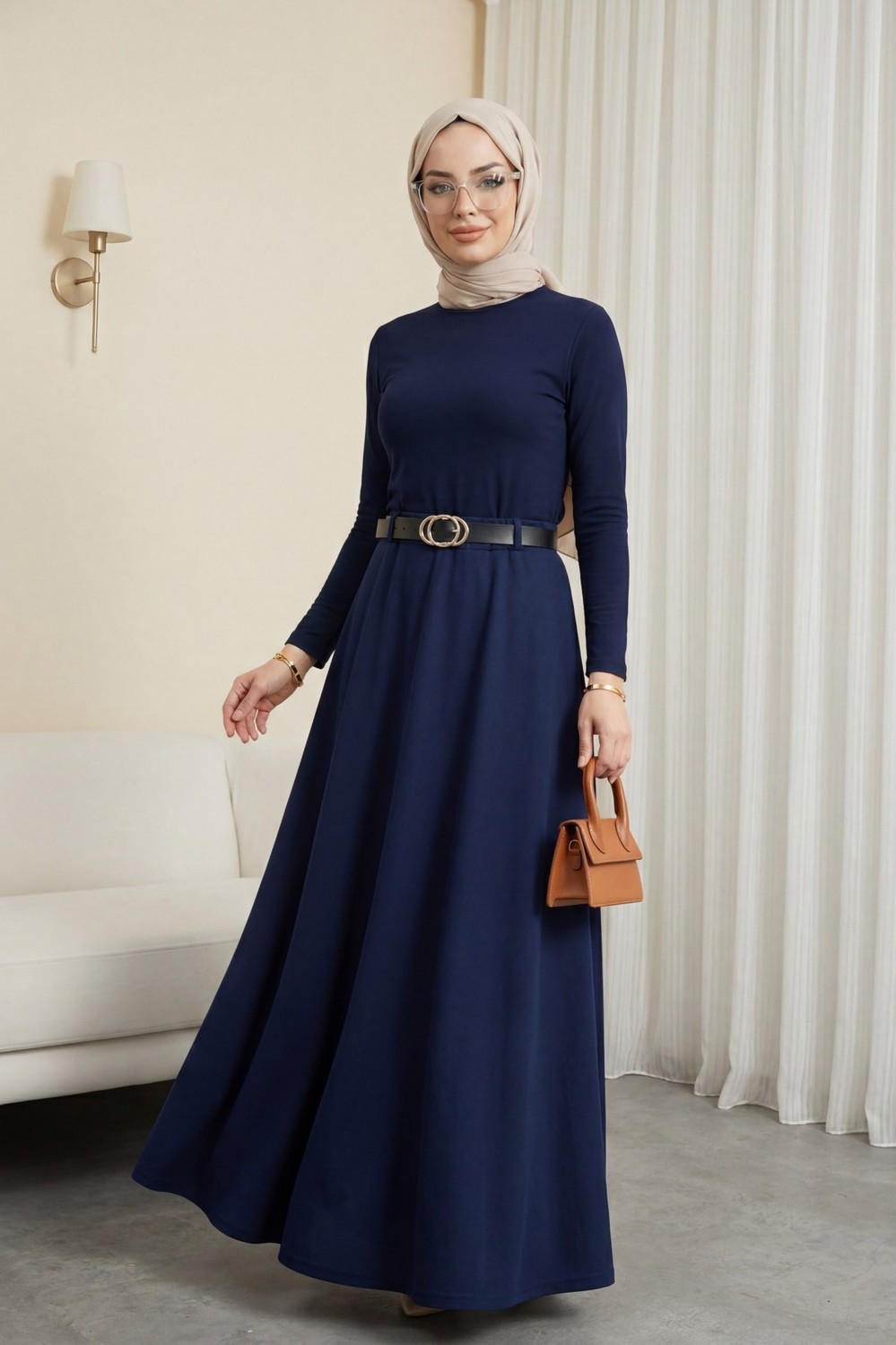 Moda Morfo Beli Lastikli Kemerli Salaş Oyşo Etek -Siyah görsel 8