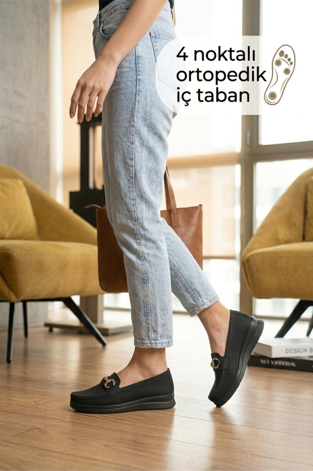 Oksit Wnt 201 Kadın Lazer Kesim 4 Noktalı Ortopedik Günlük Loafer Anne Ayakkabı görsel 3