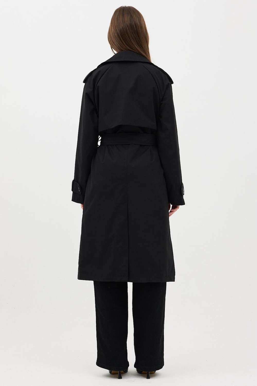 Ressho Kadın Kemerli Uzun Trençkot, Su Geçirmez, Astarlı, Oversize Model görsel 5