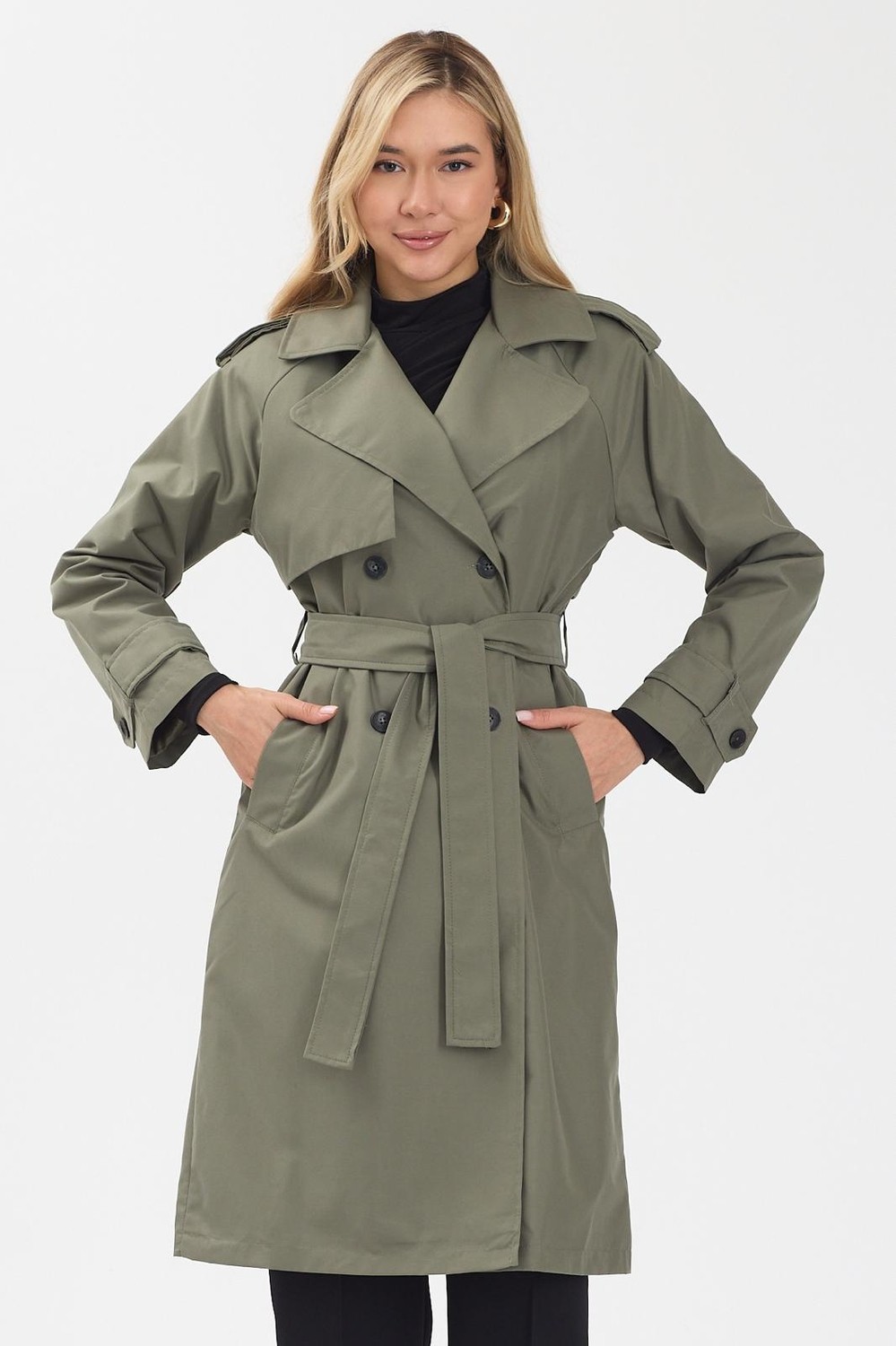 Ressho Kadın Kemerli Uzun Trençkot, Su Geçirmez, Astarlı, Oversize Model